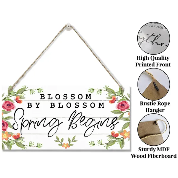 White_Spring_Decoration,_Hanging_Wood_Sign_Home_Decorative,_Welcome_Spring_Door_Sign,_Floral_Decor,_Spring_Home_Decor,_Cafe_Shop_Wall_Decor,_Farmhouse_Wood_Wall_Plaque_-_Blossom_By_Blossom_Spring_Begins