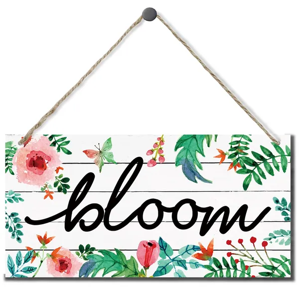 White_Spring_Decoration,_Bloom_Sign_Decor,_Hanging_Wood_Sign_Home_Decorative,_Floral_Decor,_Rustic_Door_Sign,_Spring_Summer_Seasonal_Decor_Sign,_Home_Wall_Decor,_Farmhouse_Wood_Wall_Hanging_Plaque