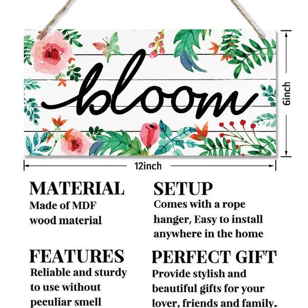 White_Spring_Decoration,_Bloom_Sign_Decor,_Hanging_Wood_Sign_Home_Decorative,_Floral_Decor,_Rustic_Door_Sign,_Spring_Summer_Seasonal_Decor_Sign,_Home_Wall_Decor,_Farmhouse_Wood_Wall_Hanging_Plaque