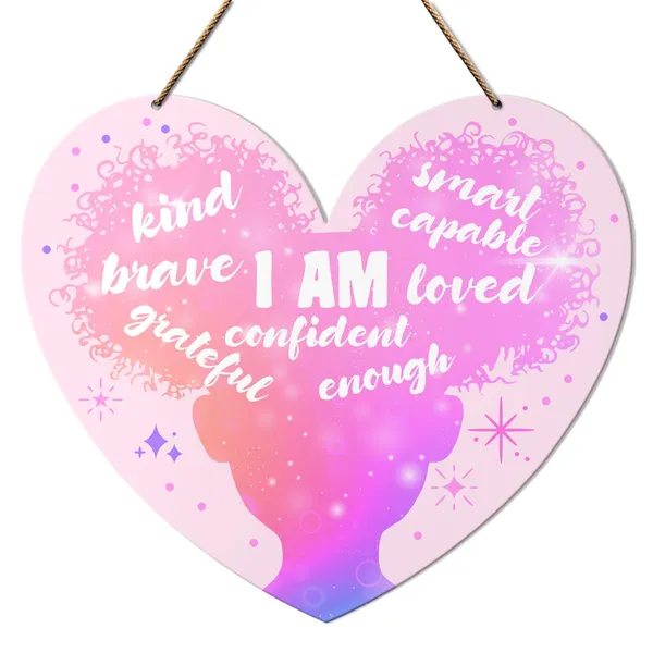 Pink_&__Black_Black_Girls_Positive_Affirmations_Wall_Decor,_Motivational_Black_Girls_Wall_Art_Baby_Kids_Bedroom_Nursery_Pink_Decor_Inspirational_African_American_Girl_Hanging_Wooden_Sign_Decoration,_I_Am_Capable