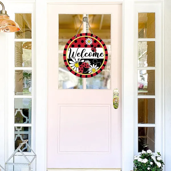 Multicolor_Bolisom_Welcome_Spring_Summer_Ladybug_Front_Door_Sign,_Daisy_Flower_Red_Black_Wood_Door_Hanger_Outdoor_Outside_Porch_Decor,_Polka_Dot_Stripes_Seasonal_Wooden_Wreath_Indoor_Wall_Hanging_Decoration