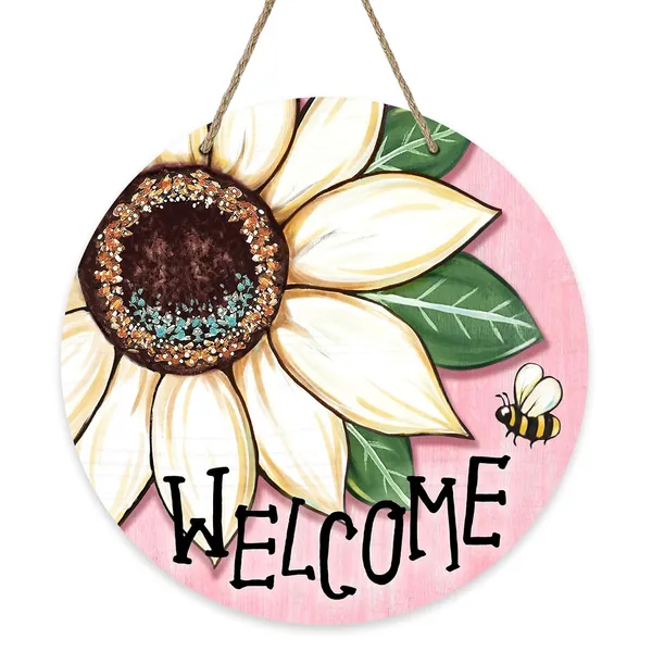 Multicolor_Bolisom_Welcome_Spring_Summer_Sunflower_Front_Door_Sign,_Floral_Bee_Pink_Wood_Door_Hanger_Outdoor_Outside_Porch_Decor,_Seasonal_Wooden_Wreath_Indoor_Wall_Hanging_Decoration