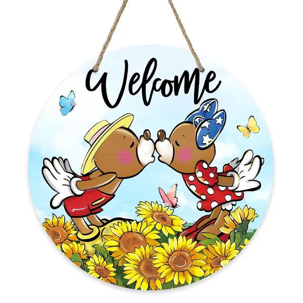 Multicolor_Bolisom_Welcome_Spring_Summer_Cartoon_Mouse_Front_Door_Sign,_Sunflower_Floral_Butterfly_Wood_Door_Hanger_Outdoor_Outside_Porch_Decor,_Fall_Autumn_Seasonal_Wooden_Wreath_Indoor_Wall_Hanging_Decoration