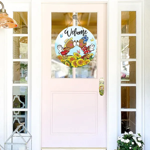 Multicolor_Bolisom_Welcome_Spring_Summer_Cartoon_Mouse_Front_Door_Sign,_Sunflower_Floral_Butterfly_Wood_Door_Hanger_Outdoor_Outside_Porch_Decor,_Fall_Autumn_Seasonal_Wooden_Wreath_Indoor_Wall_Hanging_Decoration