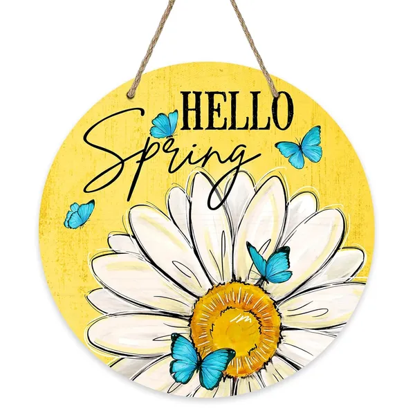 Multicolor_Bolisom_Hello_Spring_Daisy_Flower_Yellow_Front_Door_Sign,_Floral_Blue_Butterfly_Wood_Door_Hanger_Outdoor_Outside_Porch_Decor,_Seasonal_Wooden_Wreath_Indoor_Wall_Hanging_Decoration