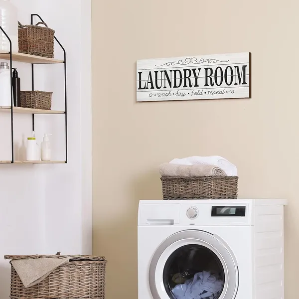 White_2_Pieces_Pantry_Sign_Laundry_Room_Wooden_Sign_Farmhouse_Laundry_Room_Hanging_Sign_Pantry_Hanging_Wooden_Art_Printed_Decor_|_For_Home_Laundry_Room_Pantry_Room,_15_X_5_Inches_(White)