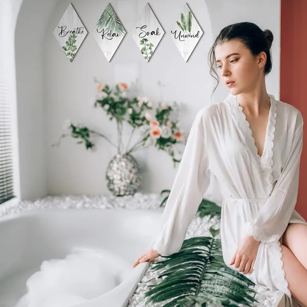 White_&_Green_Jetec_4_Pcs_Bathroom_Decor_Green_Bathroom_Decor_Wall_Art_Relax_Soak_Unwind_Breathe_Wooden_Sign_Hanging_Wall_Art_Green_Accessories_|_For_Bedroom_Living_Room_Office_Farmhouse_Decorations(Leaves,White,