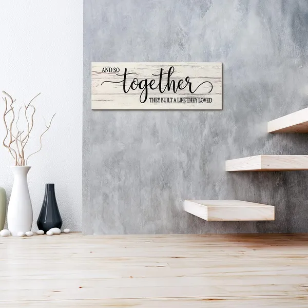 White_Together_Wood_Sign_And_So_Together_They_Built_A_Life_They_Loved_Wooden_Wall_Sign_Rustic_Hanging_Wall_Sign_Farmhouse_Wall_Decoration_|_For_Home_Wall_Living_Room_Bedroom,_16.5_X_5.9_Inch_(White)