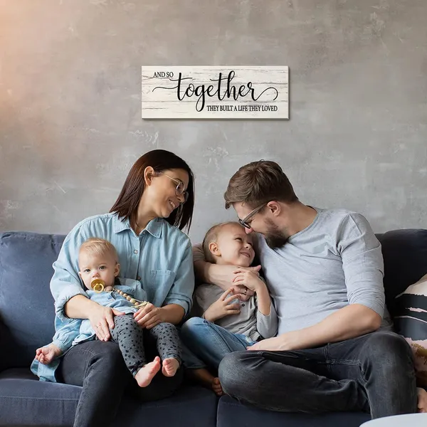 White_Together_Wood_Sign_And_So_Together_They_Built_A_Life_They_Loved_Wooden_Wall_Sign_Rustic_Hanging_Wall_Sign_Farmhouse_Wall_Decoration_|_For_Home_Wall_Living_Room_Bedroom,_16.5_X_5.9_Inch_(White)