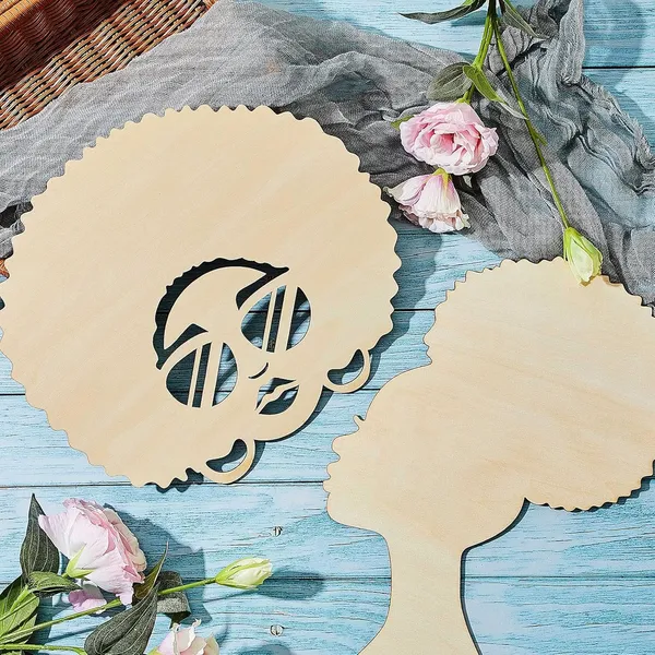 Multicolor_2_Pieces_African_Girl_Wooden_Cutouts_Diy_Wooden_Template_Silhouette_Mother_And_Child_Wreath_Diy_Template_Head_Wooden_Silhouette_|_For_Diy_Mother'S_Day_Present_Crafts_Wreath_Door_Sign_Wall_Decor
