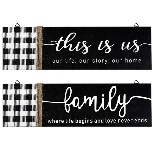 Multicolor_2_Pieces_This_Is_Us_Rustic_Print_Wood_Sign_Rustic_Family_Wooden_Wall_Decor_Farmhouse_Buffalo_Plaid_Wall_Sign_|_For_Bedroom_Living_Room_Office_Home_Wall_Outdoor_Decor