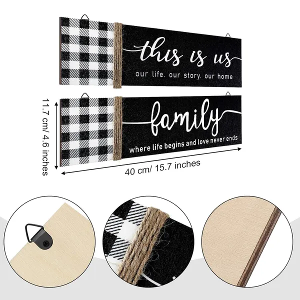 Multicolor_2_Pieces_This_Is_Us_Rustic_Print_Wood_Sign_Rustic_Family_Wooden_Wall_Decor_Farmhouse_Buffalo_Plaid_Wall_Sign_|_For_Bedroom_Living_Room_Office_Home_Wall_Outdoor_Decor