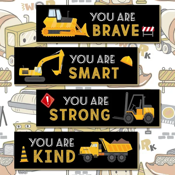 Black_4_Pcs_Construction_Trucks_Theme_Room_Decor_|_For_Boys,Wooden_Hanging_Wall_Pediments_|_For_Kids_Toddler_Boy_Playroom_Art_Inspirational_Quotes.