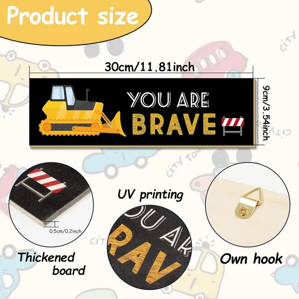 Black_4_Pcs_Construction_Trucks_Theme_Room_Decor_|_For_Boys,Wooden_Hanging_Wall_Pediments_|_For_Kids_Toddler_Boy_Playroom_Art_Inspirational_Quotes.