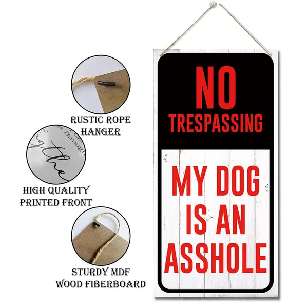 Multicolor_No_Trespassing_Signs,_My_Dog_Is_An_Sign,_Funny_Private_Property_Signs,_Decorative_Wood_Hanging_Wood_Plaque,_Decoration_|_For_Garden_Yard_Home,_Farmhouse_Wood_Sign_|_For_Indoor/Outdoor_Use