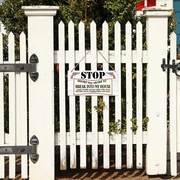 White_Rustic_Door_Sign,_Stop_Be|_Fore_You_Decide_To_Break_Into_My_House_Sign,_Decorative_Wood_Hanging_Wood_Plaque,_Warnings_Sign_|_For_Indoor_Outdoor,_House_Decor,_Door_Gate_Hanger,_Funny_Porch_Decor