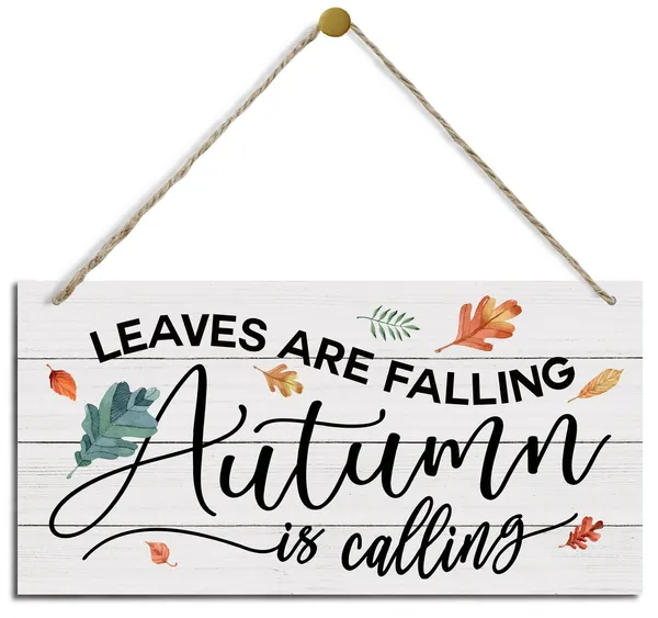 White_Thanksgiving_Decor,_Decorative_Wood_Hanging_Wood_Plaque,_Rustic_Wood_Sign,_Autumn_Hanging_Decoration,_Fall_Season_Home_Decor,_Housewarming_Decor,_Fall_Gift_Ideas,_Leaves_Are_Falling_Autumn_Is_Calling