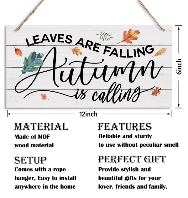 White_Thanksgiving_Decor,_Decorative_Wood_Hanging_Wood_Plaque,_Rustic_Wood_Sign,_Autumn_Hanging_Decoration,_Fall_Season_Home_Decor,_Housewarming_Decor,_Fall_Gift_Ideas,_Leaves_Are_Falling_Autumn_Is_Calling