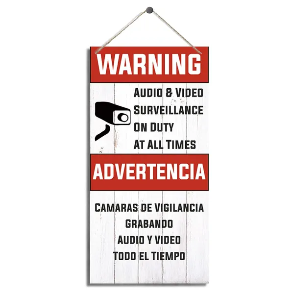 Multicolor_Warning_Signs,_Audio_&_Video_Surveillance_On_Duty_At_All_Times,_Decorative_Wood_Hanging_Wood_Plaque,_Farmhouse_Warning_Wooden_Plaque,_Rustic_Door_Hanger,_Gate_Sign,_Rustic_Sign_|_For_Indoor_Outdoor