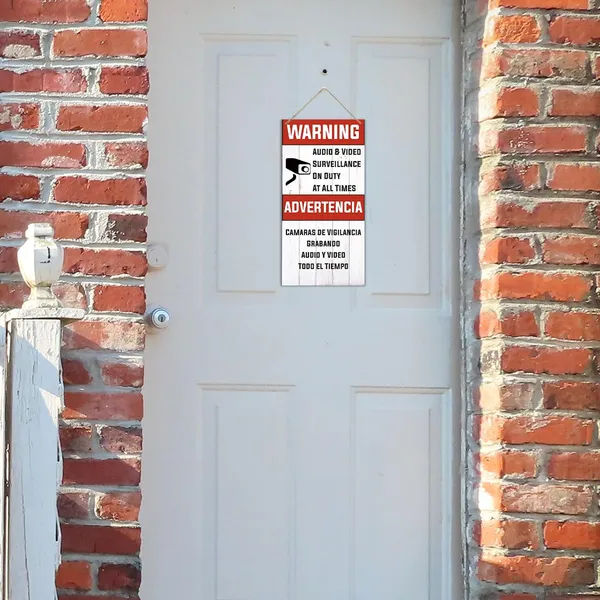 Multicolor_Warning_Signs,_Audio_&_Video_Surveillance_On_Duty_At_All_Times,_Decorative_Wood_Hanging_Wood_Plaque,_Farmhouse_Warning_Wooden_Plaque,_Rustic_Door_Hanger,_Gate_Sign,_Rustic_Sign_|_For_Indoor_Outdoor