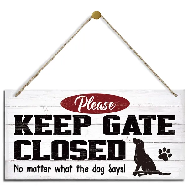White_Warning_Signs,_Keep_Gate_Closed_Dog_Sign,_Decorative_Wood_Hanging_Wood_Plaque,_Warning_Animal_Dog_Sign,_Funny_Novelty_Caution_Dog_Sign,_Dog_Owner_Home_Decor,_Door_Gate_Hanger_Outdoor