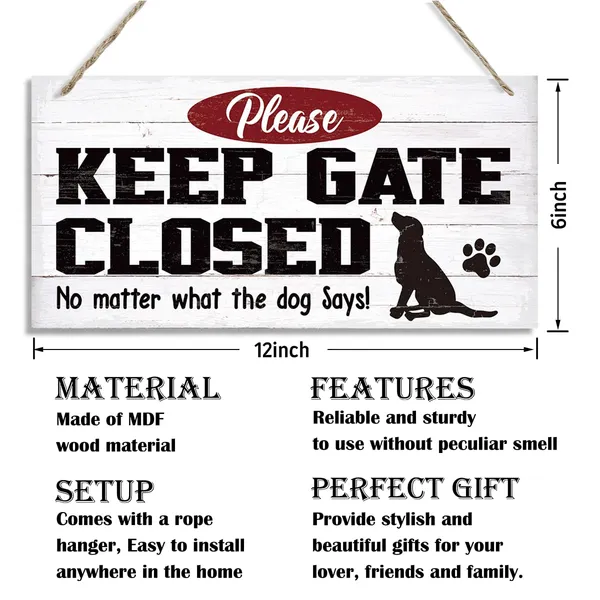 White_Warning_Signs,_Keep_Gate_Closed_Dog_Sign,_Decorative_Wood_Hanging_Wood_Plaque,_Warning_Animal_Dog_Sign,_Funny_Novelty_Caution_Dog_Sign,_Dog_Owner_Home_Decor,_Door_Gate_Hanger_Outdoor