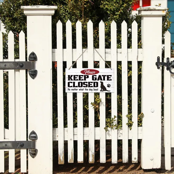 White_Warning_Signs,_Keep_Gate_Closed_Dog_Sign,_Decorative_Wood_Hanging_Wood_Plaque,_Warning_Animal_Dog_Sign,_Funny_Novelty_Caution_Dog_Sign,_Dog_Owner_Home_Decor,_Door_Gate_Hanger_Outdoor