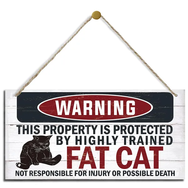 Multicolor_Funny_Warning_Signs,_The_Property_Is_Protected_By_Highly_Trained_Fat_Cat_Sign,_Decorative_Wood_Hanging_Wood_Plaque,_Cute_Cat_Door_Sign,_Cat_Owner_Home_Decor,_Front_Door_Decor_|_For_Porch