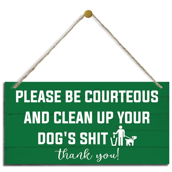 White_Warning_Signs,_Funny_Dog_Lawn_Sign,_Decorative_Wood_Hanging_Wood_Plaque,_No_Dog_Poop_Signs_|_For_Neighborhood_Or_Public_Decor_Outside,_Please_Be_Courteous_And_Clean_Up_Your_Dog'S_Sign