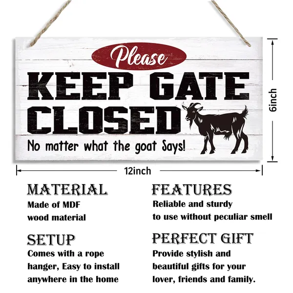 White_Warning_Signs,_Keep_Gate_Closed_Goat_Sign,_Decorative_Wood_Hanging_Wood_Plaque,_Warning_Animal_Goat_Sign,_Funny_Novelty_Caution_Goat_Sign_|_For_Farm_Fence_Decor,_Farmhouse_Home_Decor,_Gate_Sign