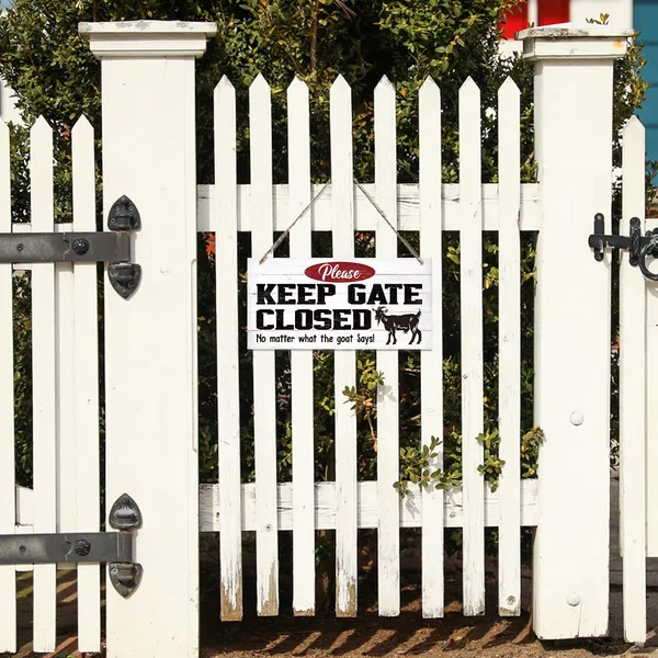 White_Warning_Signs,_Keep_Gate_Closed_Goat_Sign,_Decorative_Wood_Hanging_Wood_Plaque,_Warning_Animal_Goat_Sign,_Funny_Novelty_Caution_Goat_Sign_|_For_Farm_Fence_Decor,_Farmhouse_Home_Decor,_Gate_Sign