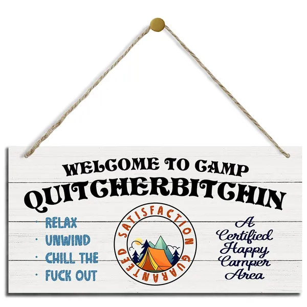 White_Welcome_To_The_Camp_Sign,_Camp_Wood_Sign,_Hanging_Printed_Wooden_Plaque_Decor,_Farmhouse_Hanging_Decor,_Campsite_Decor,_Outdoor_Patio_Decor,_Backyard_Decor,_Home_Decor_|_For_Indoor_Outdoor