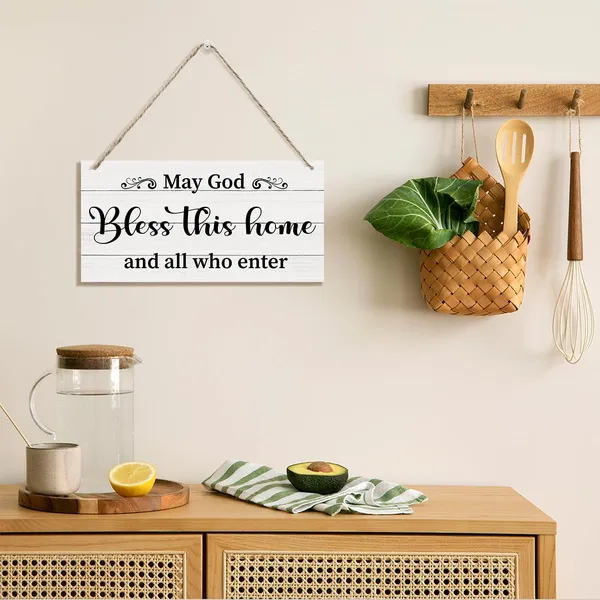 White_May_God_Bless_This_Home_And_All_Who_Enter_Sign,_Welcome_Decor,_Hanging_Printed_Wooden_Plaque_Decor,_Front_Door_Decor_|_For_Porch,_Rustic_Door_Sign,_Farmhouse_Home_Decor,_Housewarming_Decor