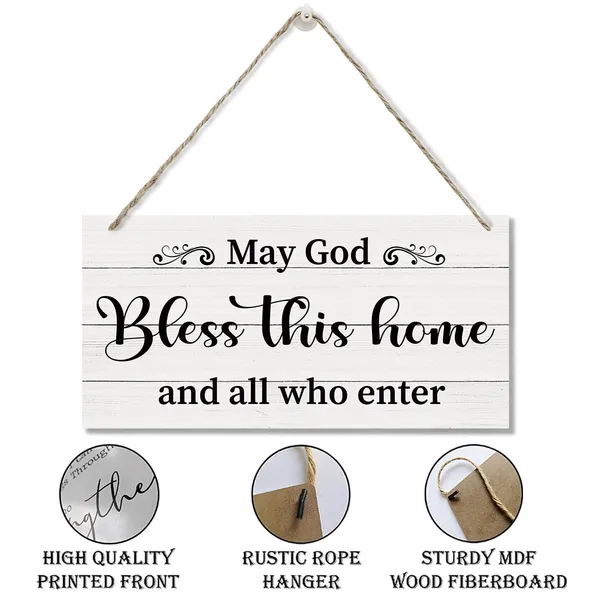 White_May_God_Bless_This_Home_And_All_Who_Enter_Sign,_Welcome_Decor,_Hanging_Printed_Wooden_Plaque_Decor,_Front_Door_Decor_|_For_Porch,_Rustic_Door_Sign,_Farmhouse_Home_Decor,_Housewarming_Decor