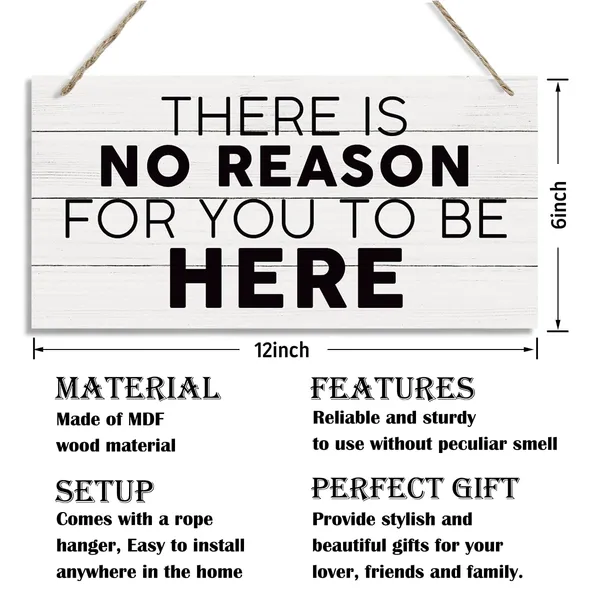 White_There_Is_No_Reason_|_For_You_To_Be_Here_Sign,_Funny_Welcome_Decor,_Hanging_Printed_Wooden_Plaque_Decor,_Home_Decor_|_For_Front_Door_Entryway_Balcony,_Door_Gate_Hanger,_Rustic_Decor_|_For_Indoor_Outdoor