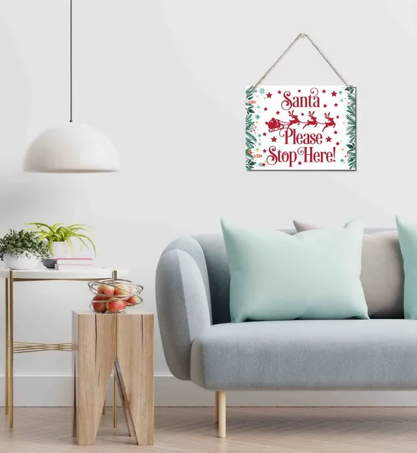 White_Merry_Christmas_Wooden_Door_Hanging_Sign,_Santa_Please_Stop_Here",_Merry_Christmas_Sign,_Christmas_Decor,_Christmas_Party_Supplies_Favors,_Christmas_Gift_10_X_7.8_In