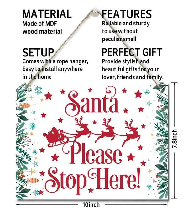 White_Merry_Christmas_Wooden_Door_Hanging_Sign,_Santa_Please_Stop_Here",_Merry_Christmas_Sign,_Christmas_Decor,_Christmas_Party_Supplies_Favors,_Christmas_Gift_10_X_7.8_In