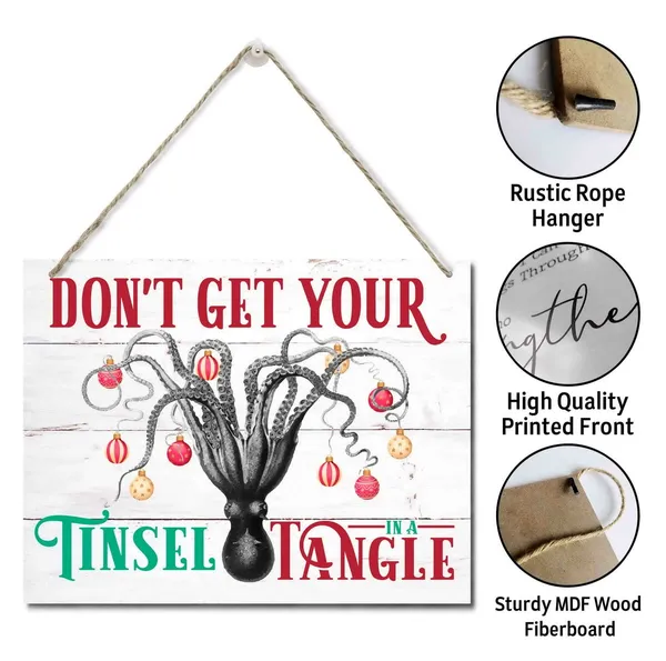 White_Beach_Christmas_Wooden_Door_Hanging_Sign,_Don'T_Get_Your_Tinsel_In_A_Tangle",_Merry_Christmas_Sign,_Beach_House_Christmas_Decor,_Christmas_Party_Supplies_Favors,_Funny_Christmas_Gift_10_X_7.8_In