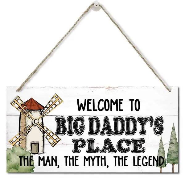 White_Welcome_To_Big_Daddy'S_Place_The_Man,_The_Myth,_The_Legend_Wood_Decor_Sign_Rustic_Style_Sign,_Hanging_Wood_Sign_Home_Decor,_Printed_Wood_Sign,_Home_Sign,_Gift_|_For_Grandpa_12X6_Inch