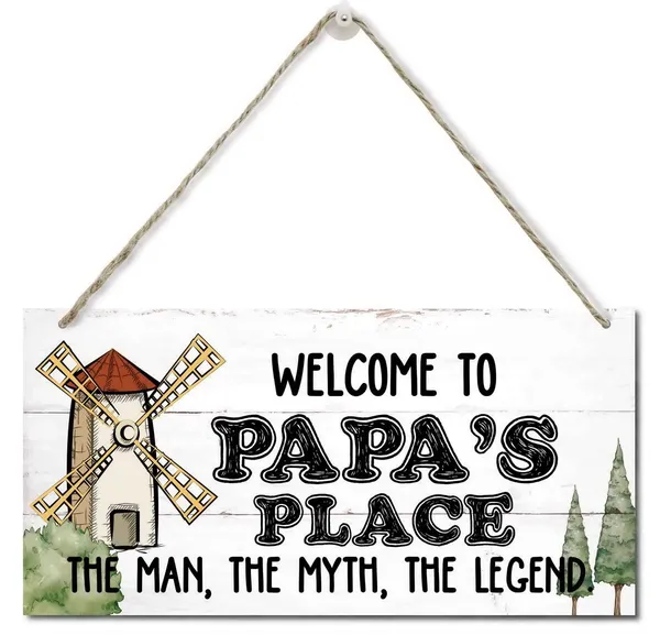 Multicolor_Welcome_To_Papa'S_Place_The_Man,_The_Myth,_The_Legend_Wood_Decor_Sign_Rustic_Style_Sign,_Hanging_Wood_Sign_Home_Decor,_Printed_Wood_Sign,_Home_Sign,_Gift_|_For_Grandpa_12X6_Inch