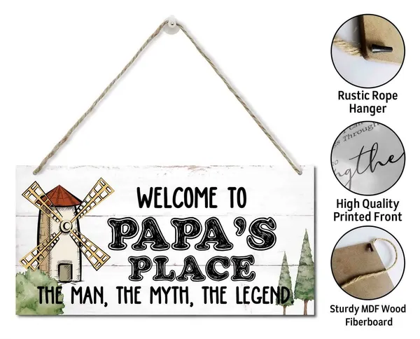 Multicolor_Welcome_To_Papa'S_Place_The_Man,_The_Myth,_The_Legend_Wood_Decor_Sign_Rustic_Style_Sign,_Hanging_Wood_Sign_Home_Decor,_Printed_Wood_Sign,_Home_Sign,_Gift_|_For_Grandpa_12X6_Inch