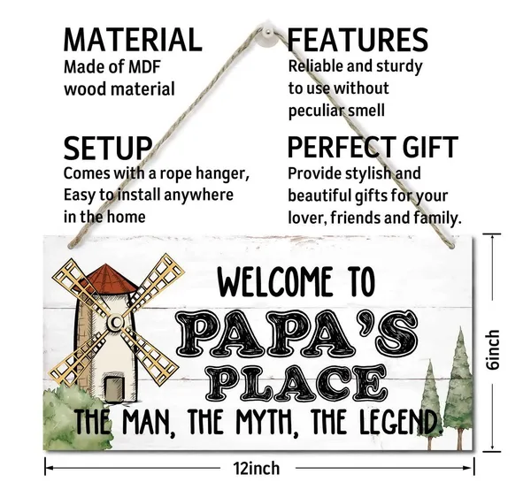 Multicolor_Welcome_To_Papa'S_Place_The_Man,_The_Myth,_The_Legend_Wood_Decor_Sign_Rustic_Style_Sign,_Hanging_Wood_Sign_Home_Decor,_Printed_Wood_Sign,_Home_Sign,_Gift_|_For_Grandpa_12X6_Inch