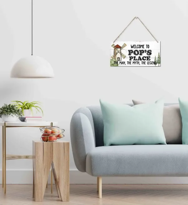 White_Welcome_To_Pop'S_Place_The_Man,_The_Myth,_The_Legend_Wood_Decor_Sign_Rustic_Style_Sign,_Hanging_Wood_Sign_Home_Decor,_Printed_Wood_Sign,_Home_Sign,_Gift_|_For_Grandpa_12X6_Inch