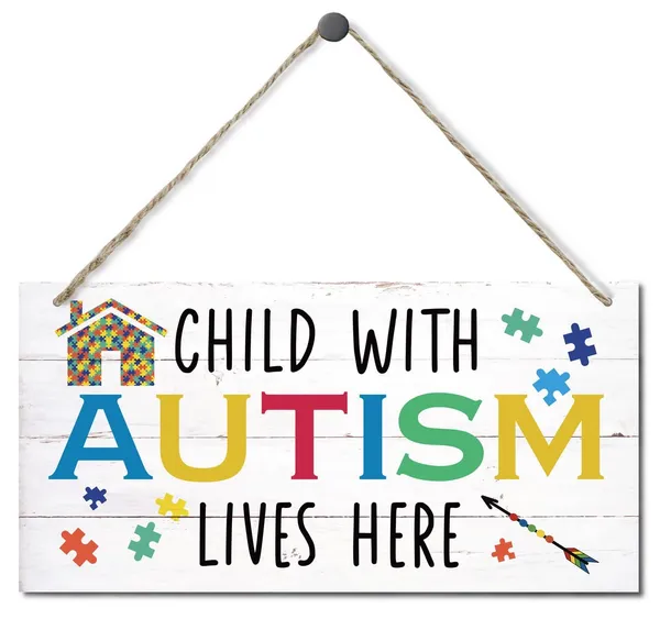 White_Autism_Awareness_Sign,_Child_With_Autism_Lives_Here,_Hanging_Wood_Sign_Home_Decorative,_Rustic_Autism_Door_Hanger,_Autism_Awareness_Safety_Sign,_Autistic_Support_Decorative_Plaque_12_*_6Inch