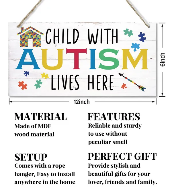 White_Autism_Awareness_Sign,_Child_With_Autism_Lives_Here,_Hanging_Wood_Sign_Home_Decorative,_Rustic_Autism_Door_Hanger,_Autism_Awareness_Safety_Sign,_Autistic_Support_Decorative_Plaque_12_*_6Inch