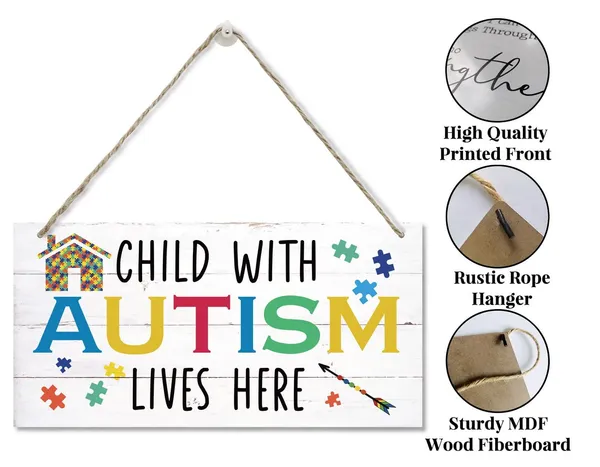 White_Autism_Awareness_Sign,_Child_With_Autism_Lives_Here,_Hanging_Wood_Sign_Home_Decorative,_Rustic_Autism_Door_Hanger,_Autism_Awareness_Safety_Sign,_Autistic_Support_Decorative_Plaque_12_*_6Inch