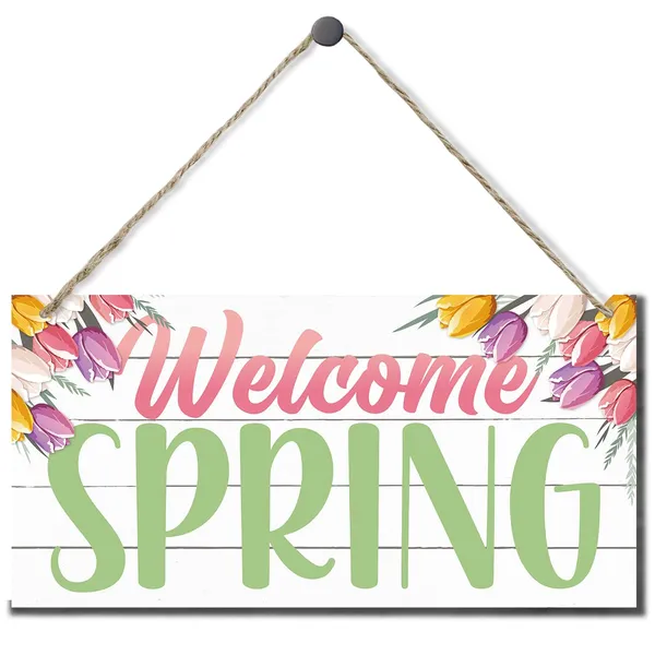 White_Spring_Decoration,_Hanging_Wood_Sign_Home_Decorative,_Welcome_Spring_Sign_Decor,_Floral_Truck_Decor,_Spring_Door_Hanger,_Farmhouse_Decor_|_For_Front_Door,_Welcome_Home_Decor,_Spring_Decor_Art