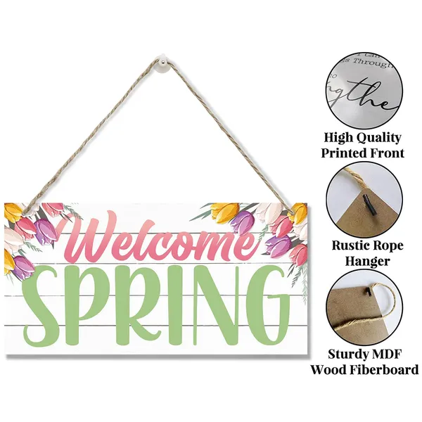 White_Spring_Decoration,_Hanging_Wood_Sign_Home_Decorative,_Welcome_Spring_Sign_Decor,_Floral_Truck_Decor,_Spring_Door_Hanger,_Farmhouse_Decor_|_For_Front_Door,_Welcome_Home_Decor,_Spring_Decor_Art
