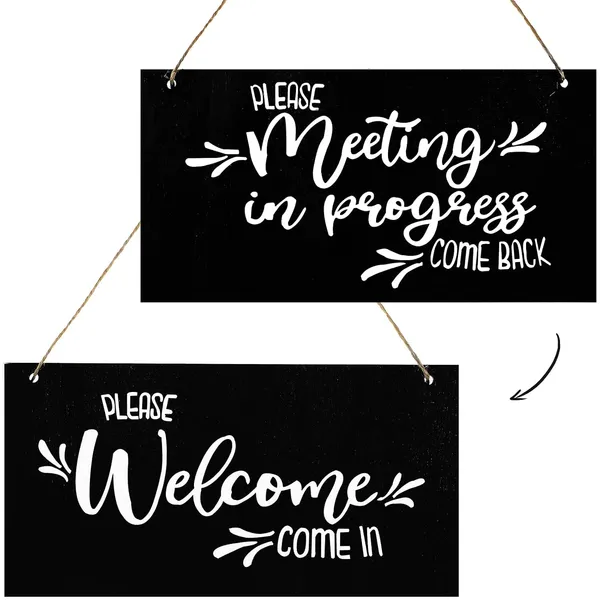 Multicolor_Meeting_In_Progress_Do_Not_Disturb_Door_Sign_Reversible_Double_Sided_Wood_Hanging_Sign_Home_Office_Meeting_Door_Hanger_Hanging_Plaque_Sign_|_For_Office_Therapist_Commercial_Home_Use_(Please_Come_In)