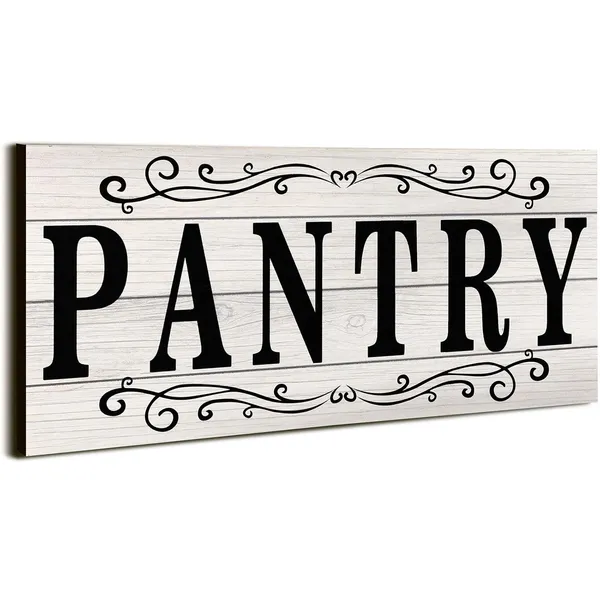 White_Pantry_Sign_Pantry_Wall_Decor_Farmhouse_Pantry_Sign_Wooden_Rustic_Pantry_Sign_Retro_Pantry_Hanging_Sign_Wooden_Art_Printed_Decor_|_For_Home_Pantry_Room_Holiday_Decoration,_16_X_6_Inches_(White)